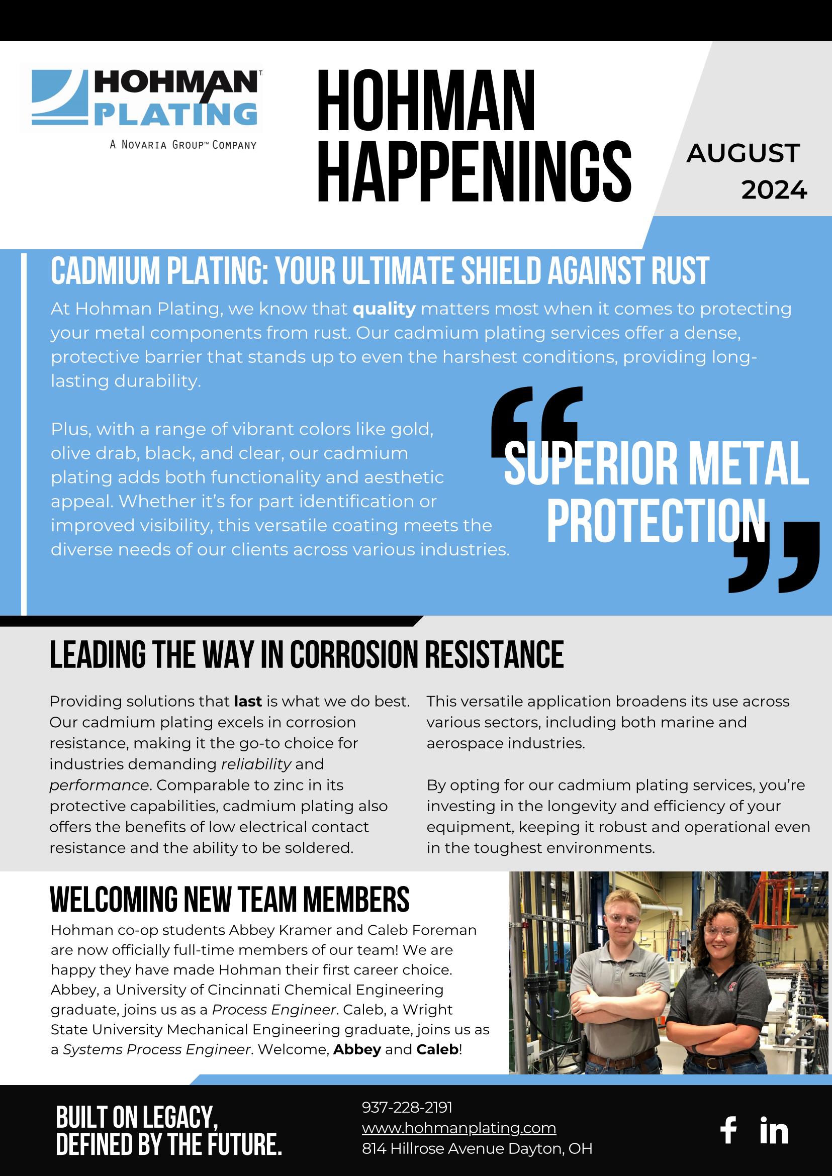 Hohman Happenings Newsletter August 2024 Page 1