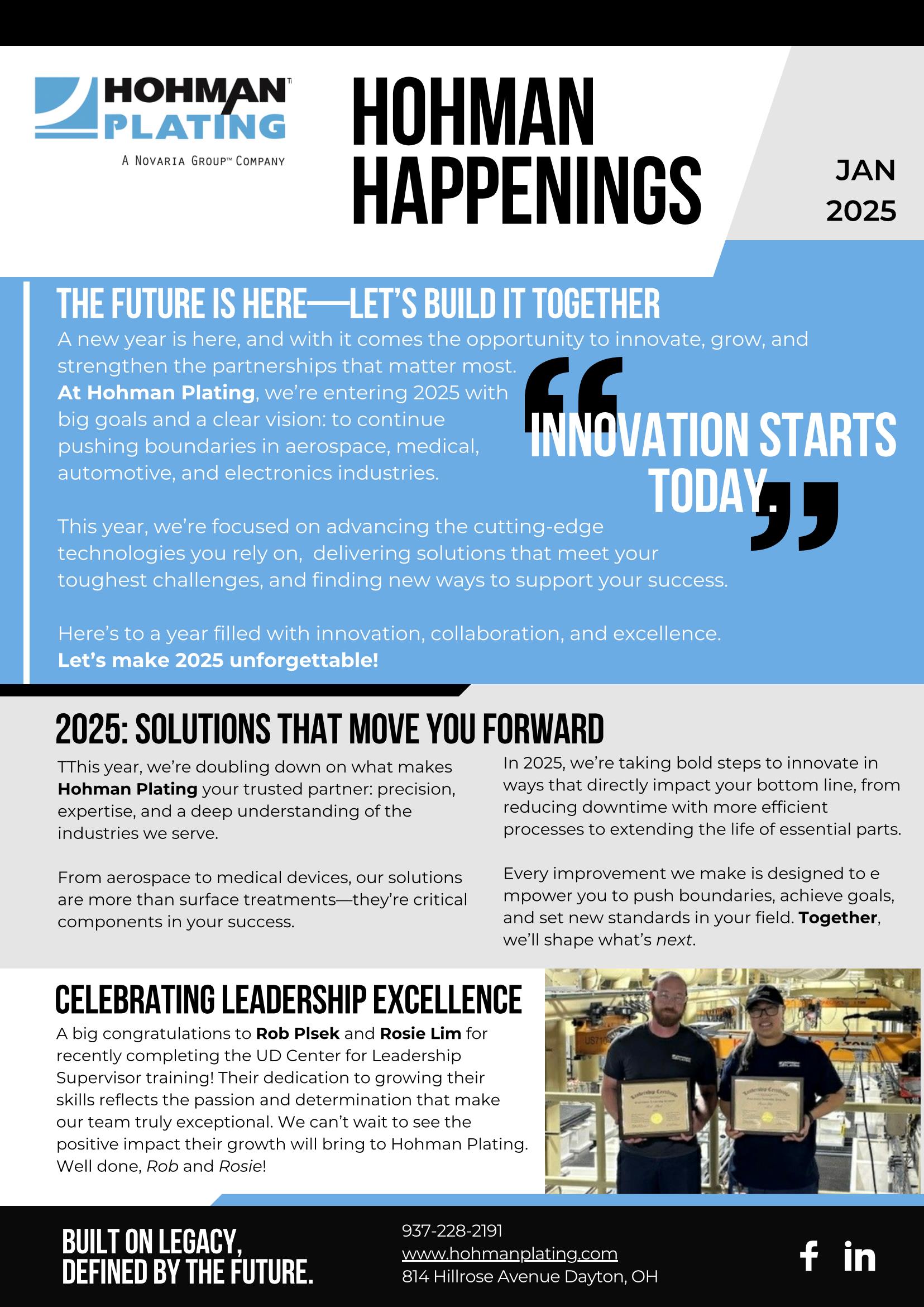 Hohman Happenings Newsletter January 2025 Page 1