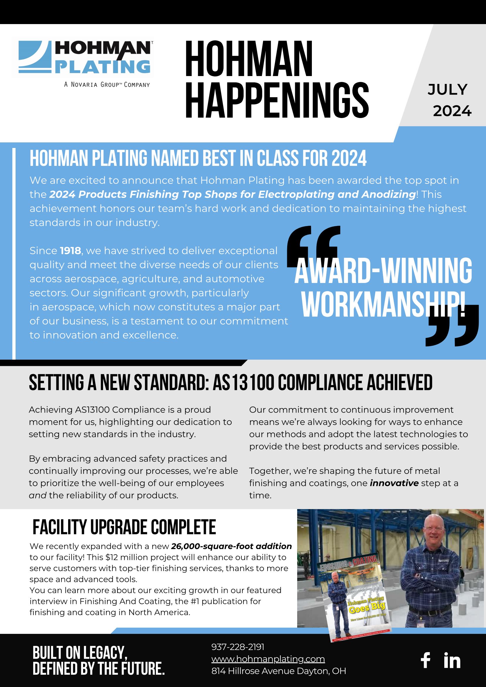 Hohman Happenings Newsletter July 2024 Page 1