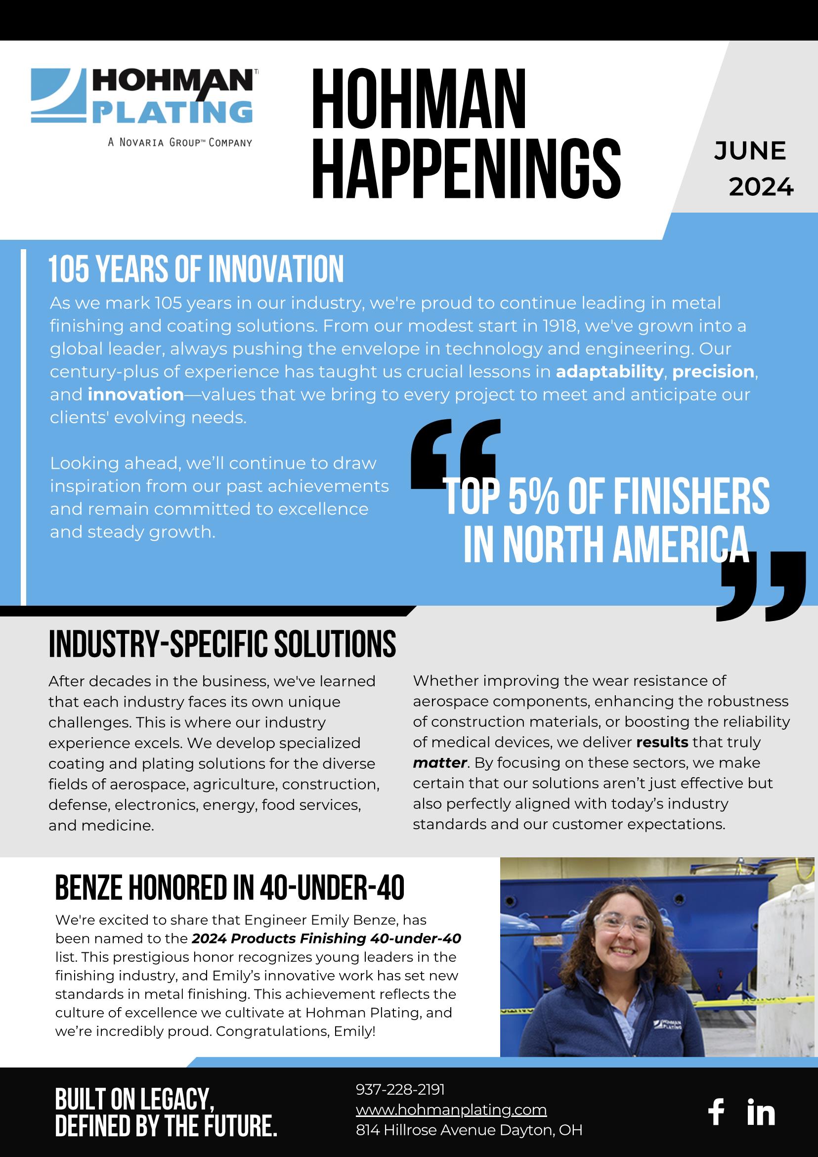 Hohman Happenings Newsletter June 2024 Page 1