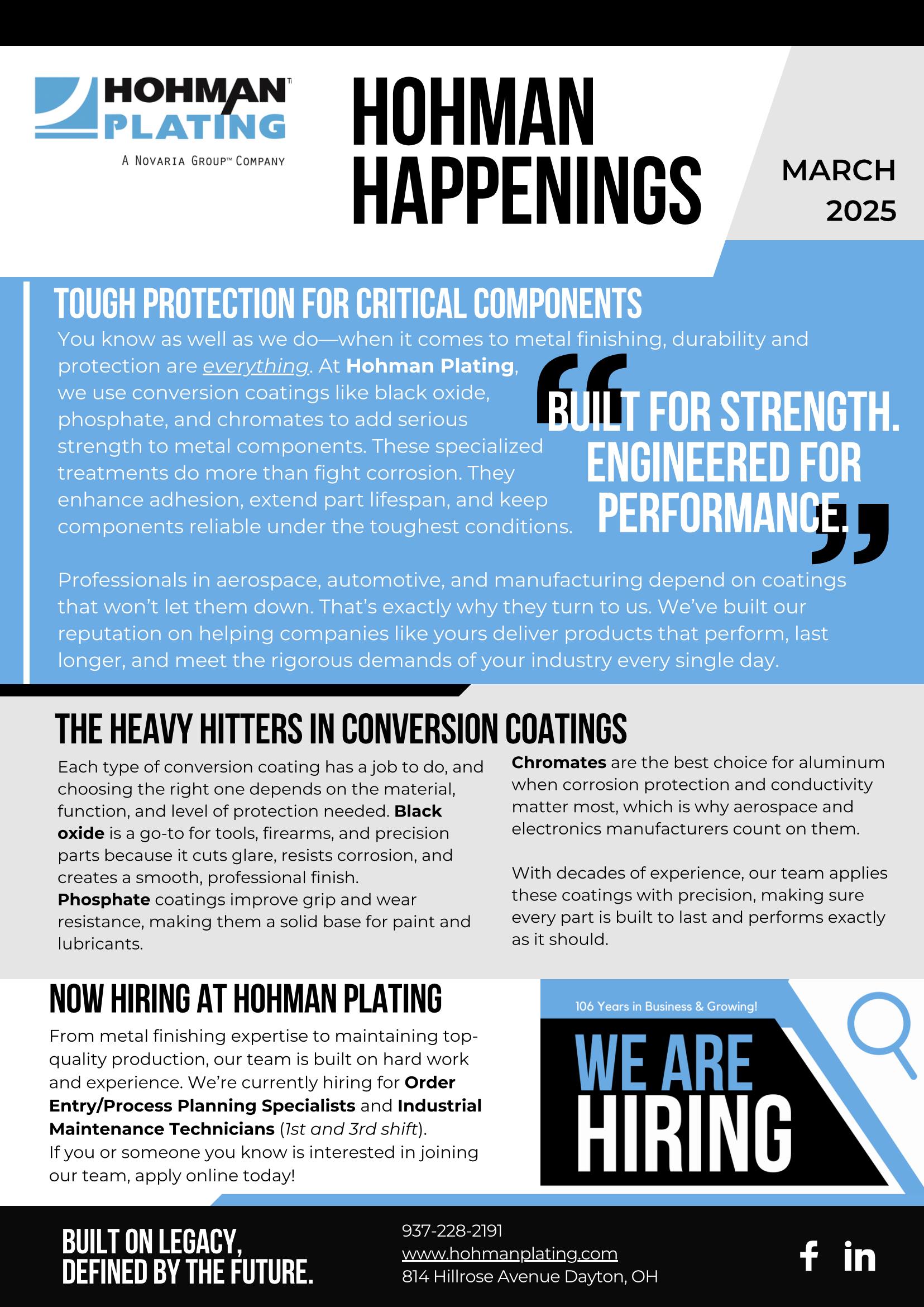 Hohman Happenings Newsletter March 2025 Page 1